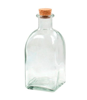 Botella de vidrio, frasca con tapón de corcho, reutilizable, recargable, licores, aceite, agua, vino, whisky, boda, bautizos, regalos, 13 x 6 cm, 250 ml