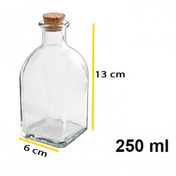 Tradineur - Botella de vidrio, frasca con tapón de corcho, reutilizable, recargable, licores, aceite, agua, vino, whisky, boda,