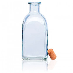 Tradineur - Botella de vidrio, frasca con tapón de corcho, reutilizable, recargable, licores, aceite, agua, vino, whisky, boda,