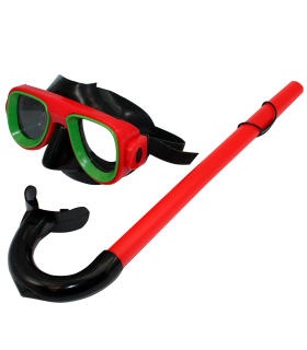 Tradineur - Gafas de buceo con tubo para niños, plástico y goma, accesorio para deportes acuáticos, mar, playa, piscina, talla infantil, color aleatorio