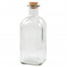Tradineur - Pack de 6 botellas de vidrio, frascas con tapón de corcho, reutilizables, rellenables, licores, aceite, agua, vino,