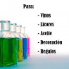 Tradineur - Pack de 6 botellas de vidrio, frascas con tapón de corcho, reutilizables, rellenables, licores, aceite, agua, vino,