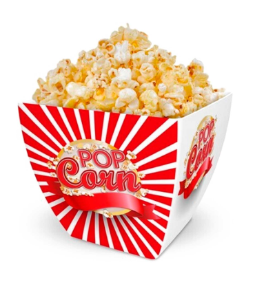 Tradineur - Bol de palomitas cuadrado "Pop Corn" - Fabricado en Plástico - Recipiente reutilizable para cine en casa - Capacidad de 2,5 Litros - Color Rojo