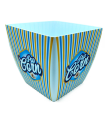 Tradineur - Bol de palomitas cuadrado "Pop Corn" - Fabricado en Plástico - Recipiente reutilizable para cine en casa - Capacidad de 5,5 Litros - Color Amarillo y Azul