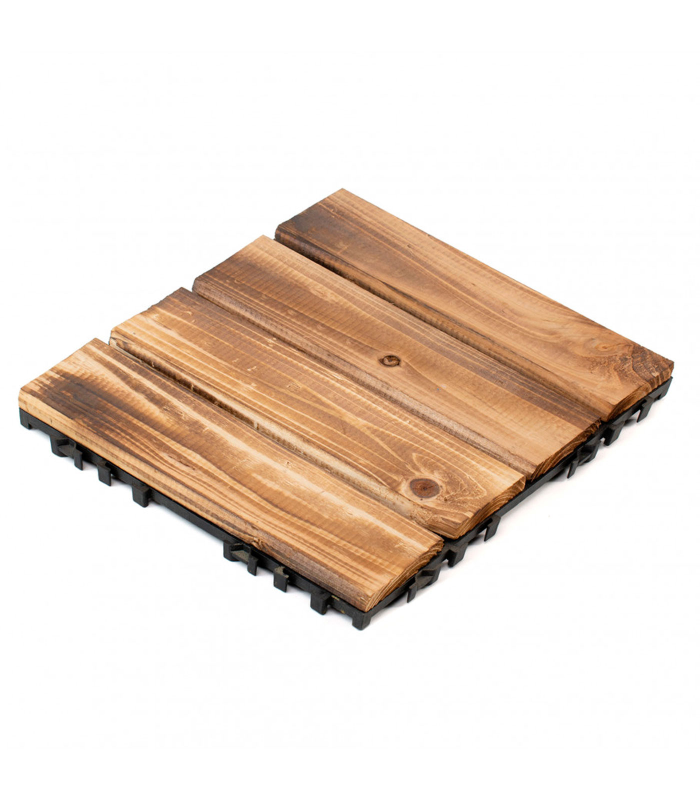 Tradineur - Baldosa de madera natural para terraza - Fácil instalación - Decoración y protección para exteriores - 30 x 30 cm - Color Marrón Claro