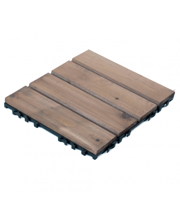 Tradineur - Baldosa de madera natural para terraza - Fácil instalación - Decoración y protección para exteriores - 30 x 30 cm - Color Marrón Oscuro