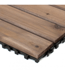 Tradineur - Baldosa de madera natural para terraza - Fácil instalación - Decoración y protección para exteriores - 30 x 30 cm - Color Marrón Oscuro