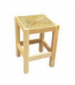 Taburete cuadrado de madera con asiento de rafia, banqueta con reposapiés y asiento de fibra natural para restaurante, cocina, 50 x 33 x 33 cm