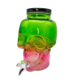 Tradineur - Tarro dispensador de cristal calavera con grifo 4 litros. Bote dispensador, botella con grifo, garrafa, jarra de cristal con grifo 26 x 17 cm, color aleatorio