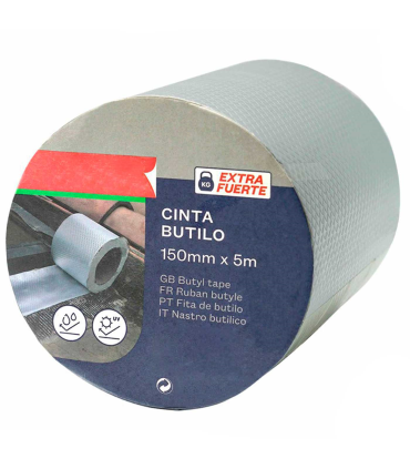 Tradineur - Cinta adhesiva de butilo, extra fuerte, impermeable, multiusos, sellador, reparar fugas de agua, grietas, juntas, bricolaje, construcción (Gris, 150 mm x 5 m)