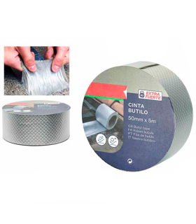 Tradineur - Cinta adhesiva de butilo, extra fuerte, impermeable, sellador multiusos, reparar fugas de agua, grietas, juntas, bricolaje, construcción (Gris, 50 mm x 5 m)