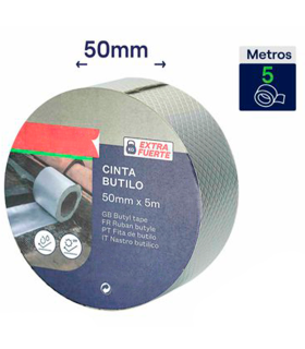 Tradineur - Cinta adhesiva de butilo, extra fuerte, impermeable, sellador multiusos, reparar fugas de agua, grietas, juntas, bricolaje, construcción (Gris, 50 mm x 5 m)