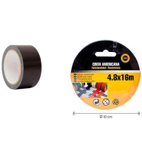 Tradineur - Cinta americana, fuerte adherencia, resistente, universal, impermeable, corte fácil, reparar, sellar, reforzar, fijar, multiusos, bricolaje (Negro, 48 mm x 16 m)