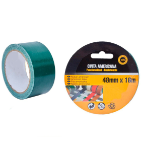 Tradineur - Cinta americana reforzada, fuerte adherencia, resistente, impermeable, corte fácil, reparar, sellar, reforzar, fijar, multiusos, bricolaje (Verde, 48 mm x 16 m)