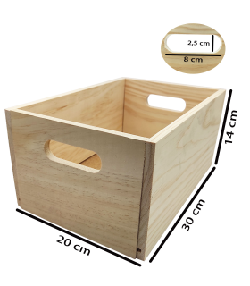 Caja de almacenamiento de madera con asas, caja rectangular decorativa, almacenaje documentos, juguetes, herramientas, comida, ropa, 14 x 30 x 20 cm