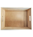 Caja de almacenamiento con asas, madera, caja rectangular decorativa, almacenaje documentos, juguetes, herramientas, comida, ropa, 14 x 40 x 30 cm