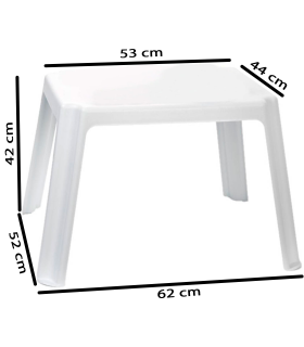 Tradineur - Mesa auxiliar de plástico, mesita baja para niños, estructura sólida, interior y exterior, salón, jardín (Blanco, 54 x 65 x 42 cm)