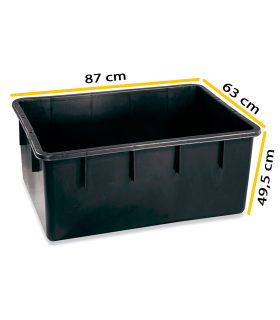 Tradineur - Cubo de plástico rectangular para mortero, tina, depósito, tanque, barreño, contenedor de agua para riego, construcción (Negro, 220 litros)