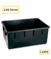 Tradineur - Cubo de plástico rectangular para mortero, tina, depósito, tanque, barreño, contenedor de agua para riego, construcción (Negro, 220 litros)