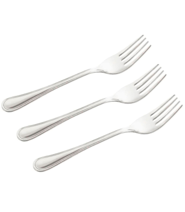 Tradineur - Set de 3 tenedores de mesa de acero inoxidable, cubiertos clásicos para carne, aptos para lavavajillas, 19,4 cm