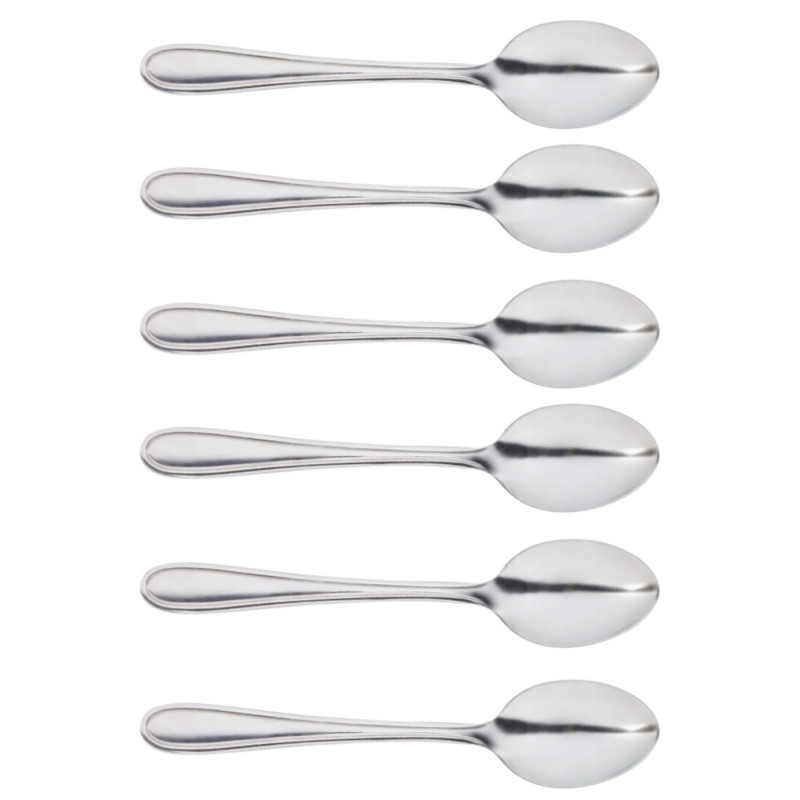 Tradineur - Set de 6 cucharas moka de acero inoxidable, cucharillas clásicas para postre, helado, tarta, té, infusiones, 12 cm Tradineur - Set de 6 cucharas moka de acero inoxidable, cucharillas clásicas para postre, helado, tarta, té, infusiones, 12 cm