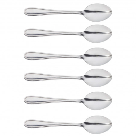 Tradineur - Set de 6 cucharas moka de acero inoxidable, cucharillas clásicas para postre, helado, tarta, té, infusiones, 12 cm