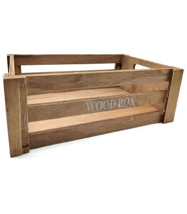 Tradineur - Caja de madera con asas "Wood Box" - Almacenamiento y organización - Caja Multiusos, Decoración, Herramientas, cocina, etc. - 38 x 28 x 15 cm - Color Marrón