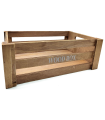 Tradineur - Caja de madera con asas "Wood Box" - Almacenamiento y organización - Caja Multiusos, Decoración, Herramientas, cocina, etc. - 38 x 28 x 15 cm - Color Marrón