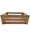 Tradineur - Caja de madera con asas "Wood Box" - Almacenamiento y organización - Caja Multiusos, Decoración, Herramientas, cocina, etc. - 38 x 28 x 15 cm - Color Marrón