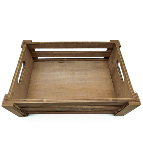 Tradineur - Caja de madera con asas "Wood Box" - Almacenamiento y organización - Caja Multiusos, Decoración, Herramientas, cocina, etc. - 38 x 28 x 15 cm - Color Marrón