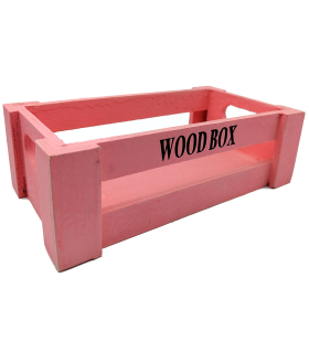 Tradineur - Caja de madera con asas "Wood Box" - Almacenamiento y organización - Caja Multiusos, Decoración, Herramientas, cocina, etc. - 22 x 12 x 7 cm - Color Rosa