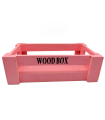 Tradineur - Caja de madera con asas "Wood Box" - Almacenamiento y organización - Caja Multiusos, Decoración, Herramientas, cocina, etc. - 22 x 12 x 7 cm - Color Rosa