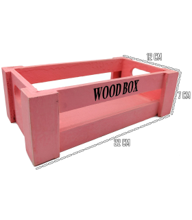 Tradineur - Caja de madera con asas "Wood Box" - Almacenamiento y organización - Caja Multiusos, Decoración, Herramientas, cocina, etc. - 22 x 12 x 7 cm - Color Rosa