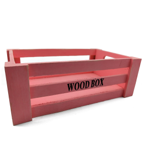 Tradineur - Caja de madera con asas "Wood Box" - Almacenamiento y organización - Caja Multiusos, Decoración, Herramientas, cocina, etc. - 26 x 16 x 9 cm - Color Rosa