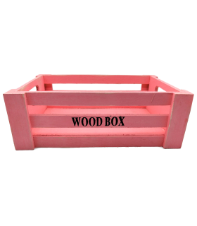 Tradineur - Caja de madera con asas "Wood Box" - Almacenamiento y organización - Caja Multiusos, Decoración, Herramientas, cocina, etc. - 26 x 16 x 9 cm - Color Rosa