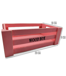 Tradineur - Caja de madera con asas "Wood Box" - Almacenamiento y organización - Caja Multiusos, Decoración, Herramientas, cocina, etc. - 26 x 16 x 9 cm - Color Rosa