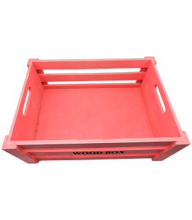 Tradineur - Caja de madera con asas "Wood Box" - Almacenamiento y organización - Caja Multiusos, Decoración, Herramientas, cocina, etc. - 34 x 24 x 13 cm - Color Rosa