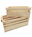 Tradineur - Set de 2 cajas de madera con asas, recipientes multiusos rectangulares, almacenaje de herramientas, accesorios de pintura, decoración, 31,2 x 15,2 x 12 cm y 26,2 x 12,2 x 9 cm