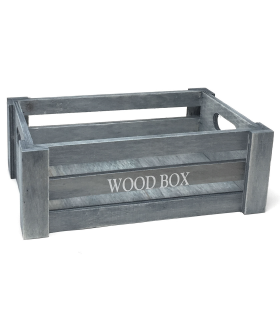 Tradineur - Set de 2 cajas de madera con asas, wood box, almacenaje de objetos, herramientas, accesorios de pintura, multiusos, decoración, cocina (Gris azulado, 26 x 16 x 9 cm y 22 x 12 x 7 cm)