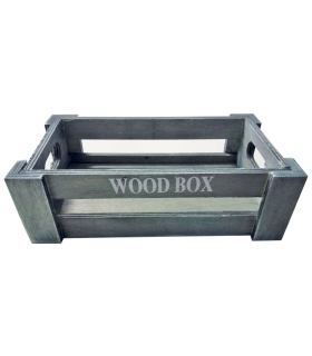 Tradineur - Set de 2 cajas de madera con asas, wood box, almacenaje de objetos, herramientas, accesorios de pintura, multiusos, decoración, cocina (Gris azulado, 26 x 16 x 9 cm y 22 x 12 x 7 cm)