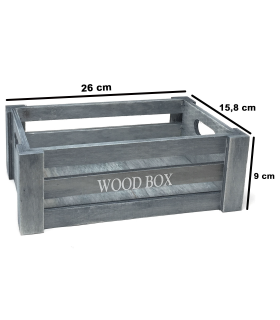 Tradineur - Set de 2 cajas de madera con asas, wood box, almacenaje de objetos, herramientas, accesorios de pintura, multiusos, decoración, cocina (Gris azulado, 26 x 16 x 9 cm y 22 x 12 x 7 cm)