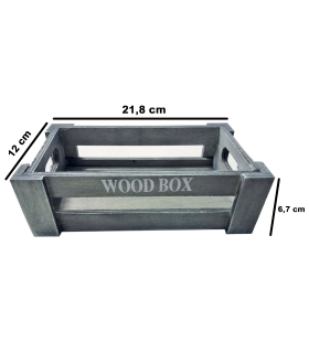 Tradineur - Set de 2 cajas de madera con asas, wood box, almacenaje de objetos, herramientas, accesorios de pintura, multiusos, decoración, cocina (Gris azulado, 26 x 16 x 9 cm y 22 x 12 x 7 cm)