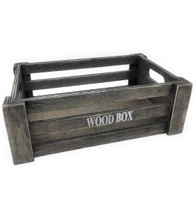 Tradineur - Set 2 cajas de madera con asas, wood box, almacenaje de objetos, herramientas, accesorios de pintura, multiusos, decoración, cocina (Gris oscuro, 26 x 16 x 9 cm y 22 x 12 x 7 cm)