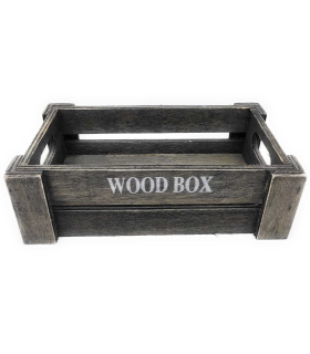 Tradineur - Set 2 cajas de madera con asas, wood box, almacenaje de objetos, herramientas, accesorios de pintura, multiusos, decoración, cocina (Gris oscuro, 26 x 16 x 9 cm y 22 x 12 x 7 cm)