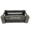 Tradineur - Set 2 cajas de madera con asas, wood box, almacenaje de objetos, herramientas, accesorios de pintura, multiusos, decoración, cocina (Gris oscuro, 26 x 16 x 9 cm y 22 x 12 x 7 cm)