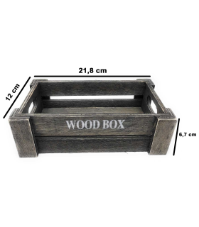 Tradineur - Set 2 cajas de madera con asas, wood box, almacenaje de objetos, herramientas, accesorios de pintura, multiusos, decoración, cocina (Gris oscuro, 26 x 16 x 9 cm y 22 x 12 x 7 cm)