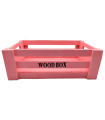 Tradineur - Caja de madera con asas "Wood Box" - Almacenamiento y organización - Caja Multiusos, Decoración, Herramientas, cocina, etc. - 30 x 20 x 11 cm - Color Rosa