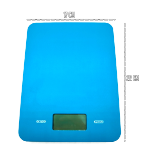 Tradineur - Bascula digital Slim para cocina - Max 5 kg - Pantalla LCD - Volumen de Agua y Leche - Batería Incluida - Botón Táctil - 22 x 17 cm - Color Aleatorio