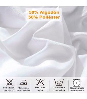 Tradineur - Sábana bajera ajustable, 50% algodón y 50% poliéster, válida para cama de 90, especial pieles sensibles, suave y transpirable (Blanco - 90 x 200 cm)