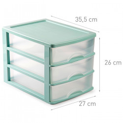 Tradineur - Cajonera de sobremesa - Fabricado en España - 3 Cajones Transparentes - Torre de almacenaje, armario, baño, oficina